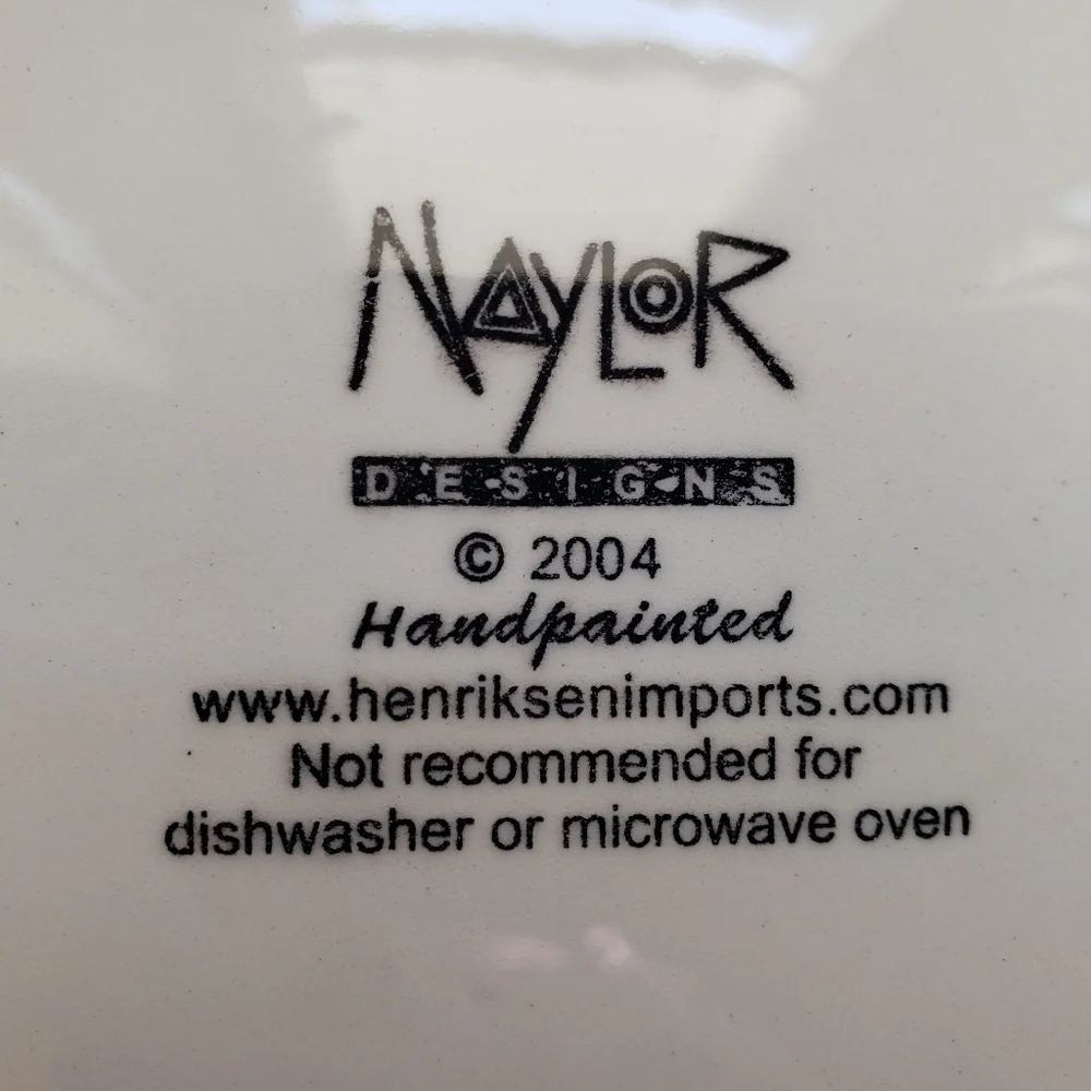 Naylor Designs Plate Wall Art Woman with Cup Hand Painted 2004